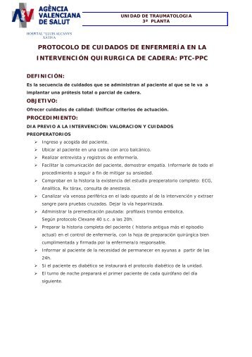 protocolo de cuidados de enfermería en la intervención quirurgica ...