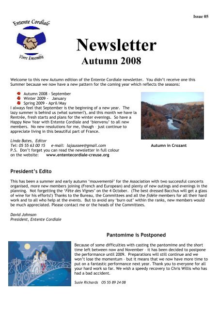 Ewsletter Entente Cordiale Creuse