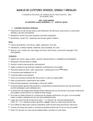 MANEJO DE CATETERES VENOSOS, SONDAS Y DRENAJES