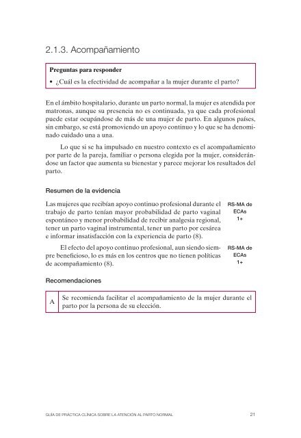 Guía de Práctica Clínica sobre la atención al parto normal