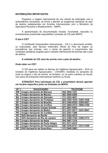 Informações Importantes - Ministério da Agricultura, Pecuária e ...
