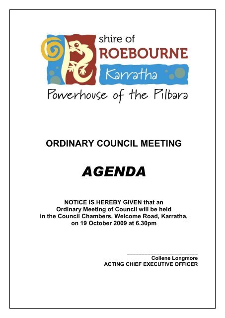 AGENDA - Shire of Roebourne