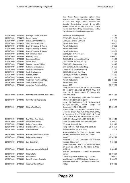 AGENDA - Shire of Roebourne