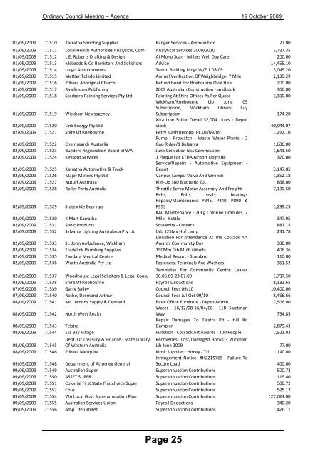 AGENDA - Shire of Roebourne