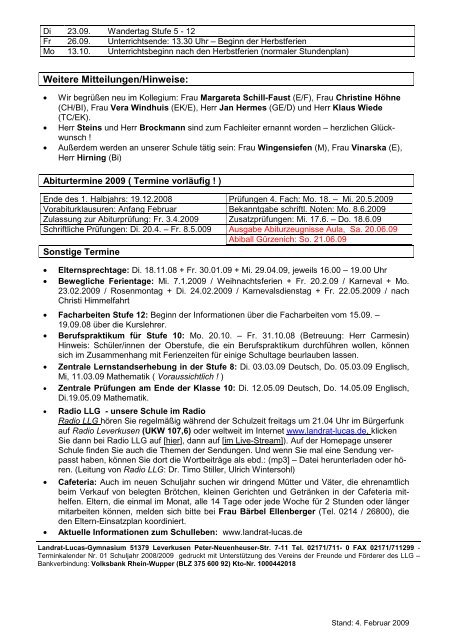 Terminhinweise Nr. 1 - Landrat-Lucas Gymnasium