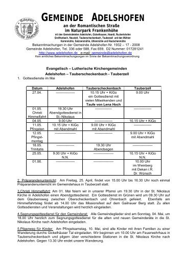 4.) 22. Tauberzeller Weinfest - Helfereinteilung - Adelshofen