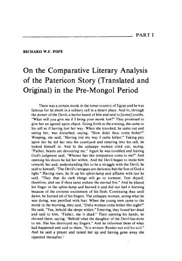 On the Comparative Literary Analysis of the Patericon Story