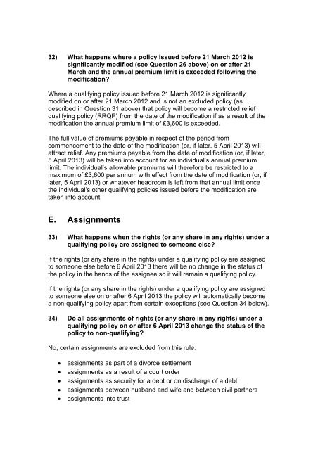 FAQ's – Life Insurance – Qualifying Policies - HM Revenue & Customs