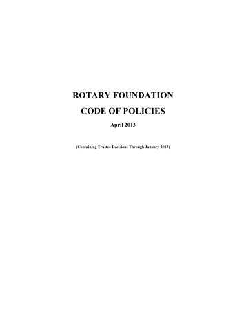TRF Code of Policies - Rotary International