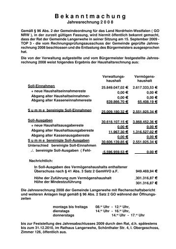 B ekanntmachung - Gemeinde Langerwehe