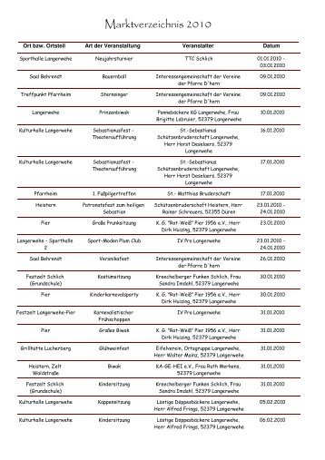 Marktverzeichnis 2010 - Gemeinde Langerwehe