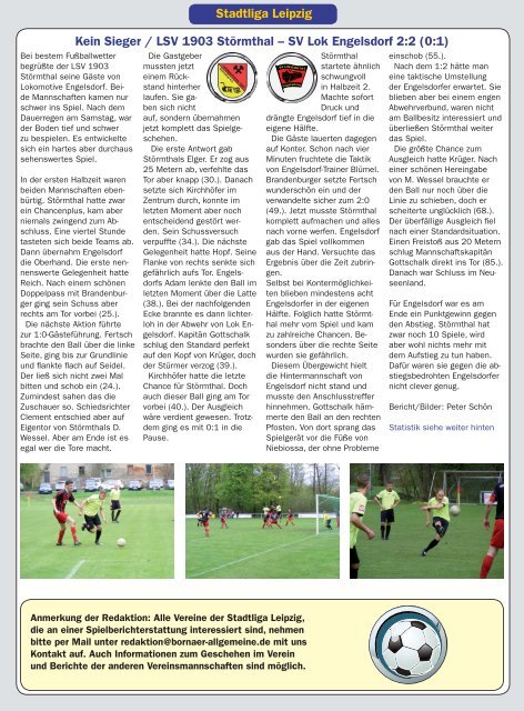 Leipziger Sportwoche - Fußball Zeitung der Region - Ausgabe 05 vom 29.04.2013