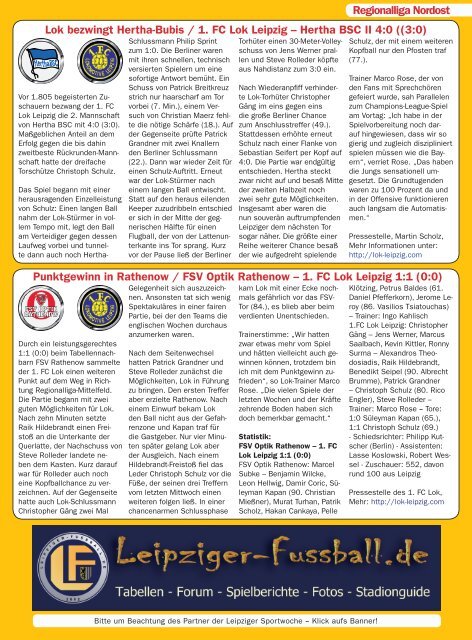 Leipziger Sportwoche - Fußball Zeitung der Region - Ausgabe 05 vom 29.04.2013