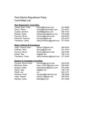 First District Republican Party Committee List