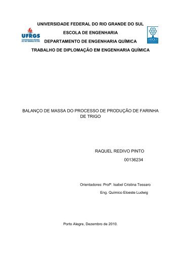 Balanço de massa do processo de produção de farinha de trigo