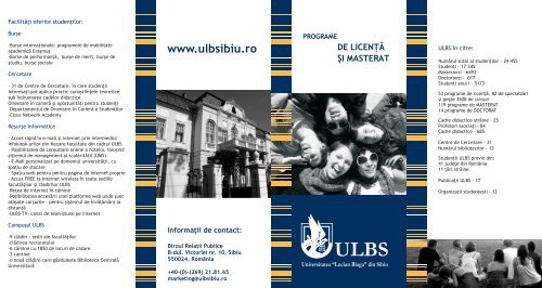 Pliant ULBS - Universitatea &quot;Lucian Blaga&quot; din Sibiu