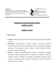 Limbi Clasice - Facultatea de Teologie - Universitatea 