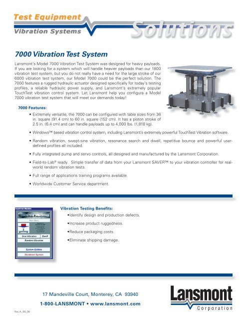 7000 Vibration Test System - Lansmont Corporation