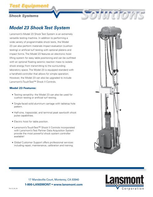 Model 23 Shock Test System