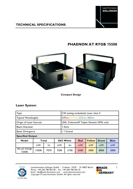 PHAENON AT RYGB 15500 - LaserAnimation SOLLINGER GmbH