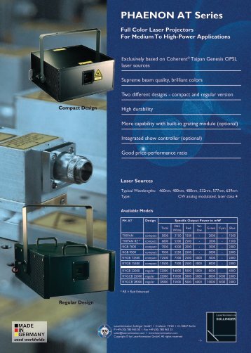 PHAENON AT Series Data Sheet - LaserAnimation SOLLINGER ...