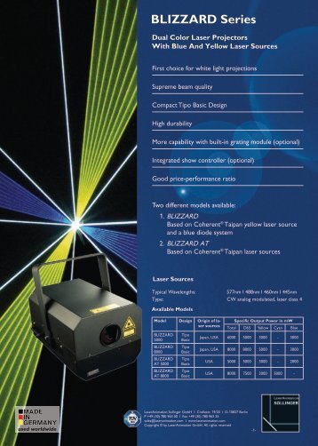 BLIZZARD Series Data Sheet - LaserAnimation SOLLINGER GmbH