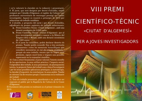 VIII PREMI CIENTÍFICO-TÈCNIC - Ajuntament d'Algemesí