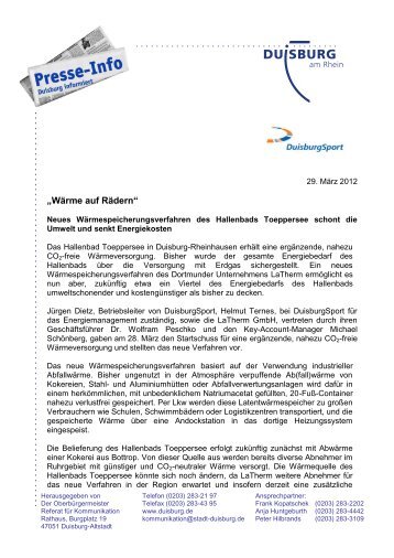 Pressemitteilung zum Hallenbad TÃ¶ppersee in Duisburg - LaTherm