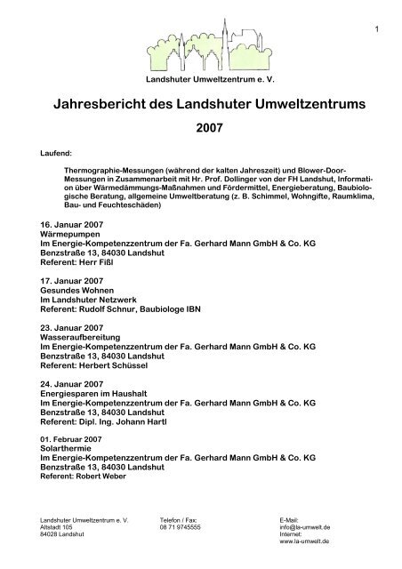 Jahresbericht des Landshuter Umweltzentrums