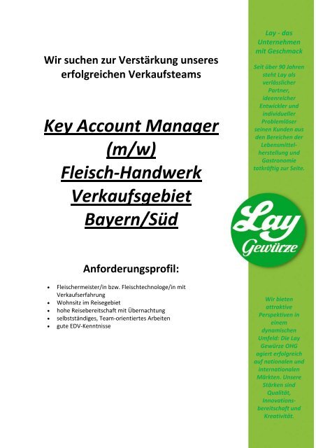 Key Account Manager - Lay Gewürze ... und es schmeckt