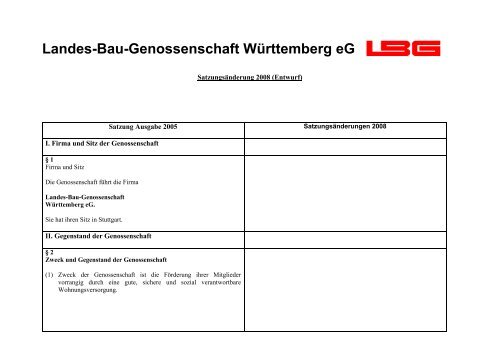 Satzungsänderung 2005 (Entwurf) - Landes-Bau-Genossenschaft ...