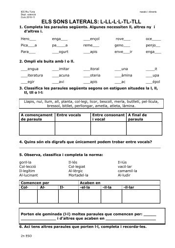 ELS SONS LATERALS: L-LL-L·L-TL-TLL