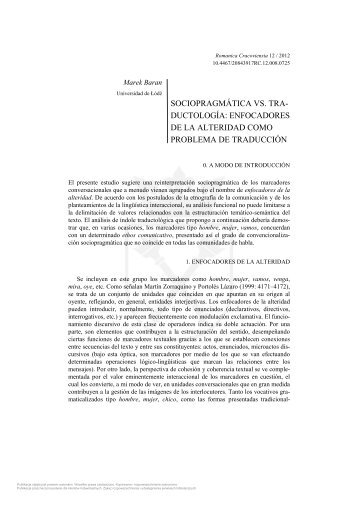 sociopragmática vs. tra- ductología: enfocadores de la alteridad ...