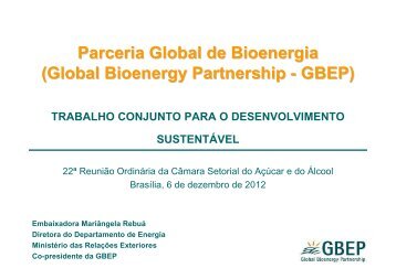 Parceria Global de Bioenergia (Global Bioenergy Partnership - GBEP)