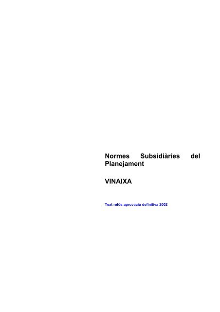 Normes Subsidiàries de Planejament de Vinaixa