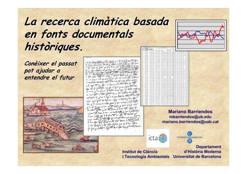 La cerca climàtica basada en fonts documentals històriques