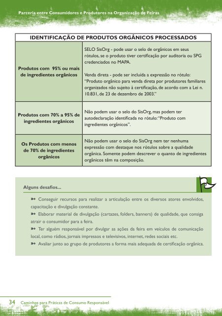 Parceria entre Consumidores e Produtores na Organização de Feiras