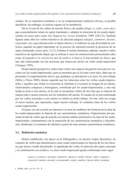 Los verbos seudo-impersonales del español. Una caracterización ...