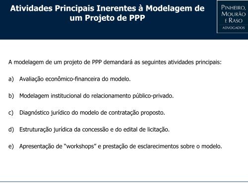 Modelagem de Projetos de Parceria Público-Privada - Pinheiro ...