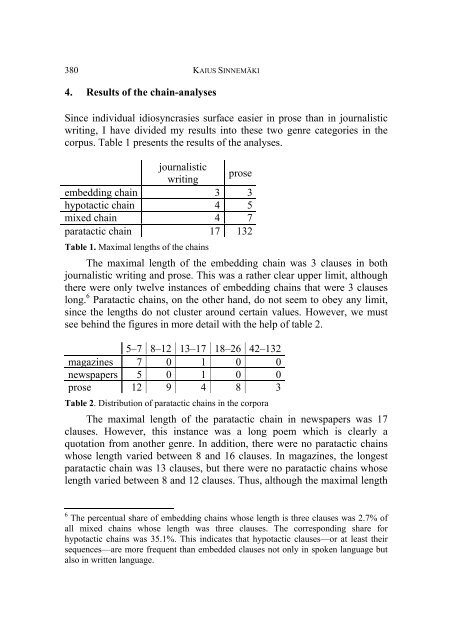 On Halliday's Distinction between Embedded and Hypotactic Clauses