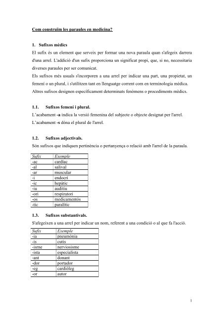 Com construïm les paraules en medicina? 1 ... - INS Les Vinyes
