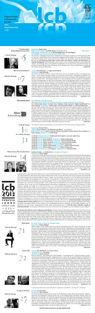 LCB-Programm 05/2013 als PDF - Literarisches Colloquium Berlin