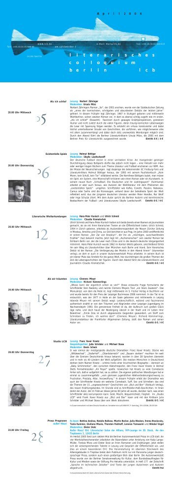 LCB-Programm 04/2006 als PDF - Literarisches Colloquium Berlin