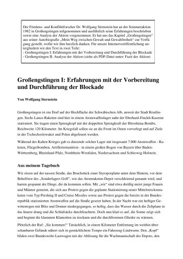 Großengstingen I: Erfahrungen mit der Vorbereitung und ...