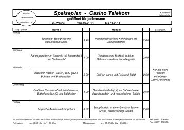 Speiseplan - Casino Telekom - bei der Lebenshilfe Detmold eV