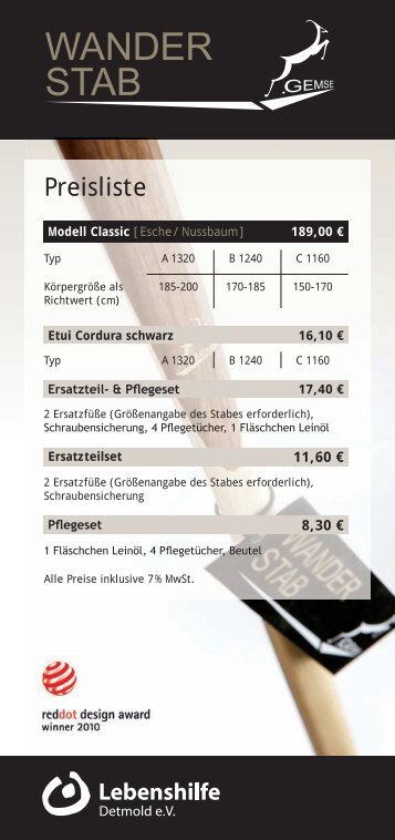 Preisliste zum GEMSE-Wanderstab als PDF-Datei - bei der ...