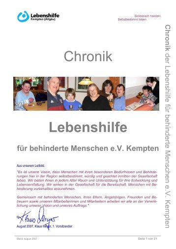 Chronik August 2007 - Lebenshilfe Kempten