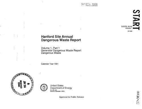 Hanford. Site Annual Dangerous Waste Report