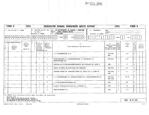 Hanford. Site Annual Dangerous Waste Report