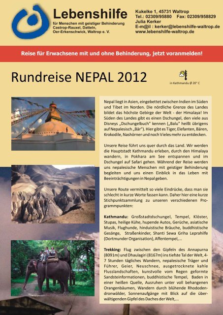 Rundreise NEPAL 2012 - Lebenshilfe Waltrop